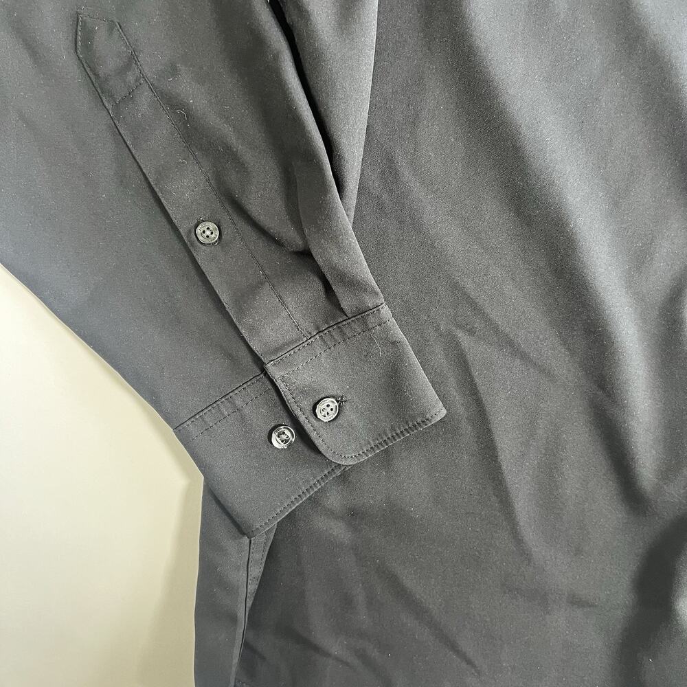 Perry Ellis Men's Black Solid Woven Stretch Button-Up Shirt Long Sleeve L - Picture 4 of 9